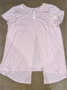 Lululemon Sz 10 Modal Open Up Tie Back Tee STMI Strawberry Milkshake Pink $68